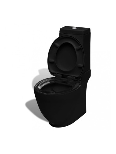 Тоалетна чиния, черна, с включено правоъгълно казанче
