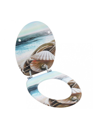 Sonata Тоалетна седалка с нормално затваряне, МДФ капак, морски дизайн