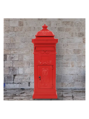 Sonata Алуминиева пощенска кутия стълб винтидж стил неръждаема червена