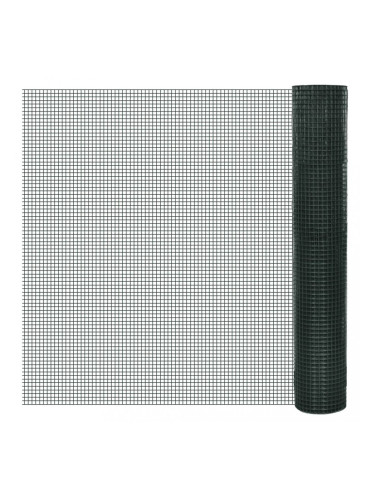 Квадратна поцинкована  мрежа 1 х 25 м с PVC покр. и отвори 25 х 25 мм