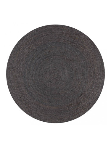 Sonata Ръчно тъкан килим от юта, кръгъл, 90 см, тъмносив