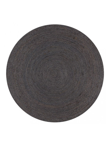 Sonata Ръчно тъкан килим от юта, кръгъл, 120 см, тъмносив