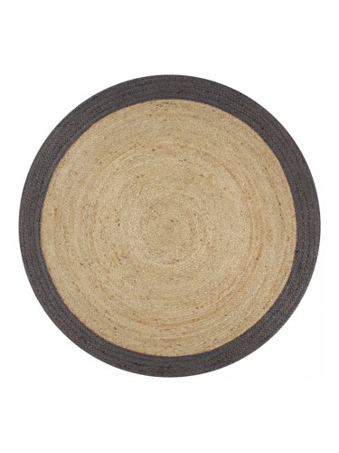 Sonata Ръчно тъкан килим от юта, тъмносив кант, 90 см