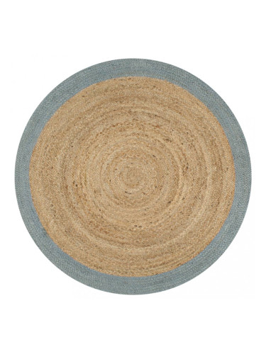 Sonata Ръчно тъкан килим от юта, маслиненозелен кант, 120 см