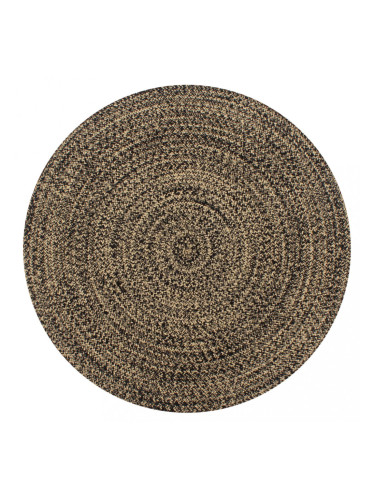 Sonata Ръчно тъкан килим от юта, черен и естествен цвят, 90 см