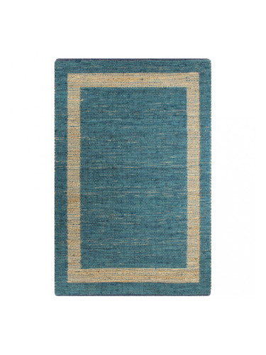 Sonata Ръчно тъкан килим от юта, син, 80x160 см