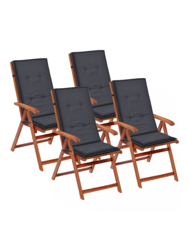Sonata Възглавници за градински столове, 4 бр, антрацит, 120x50х3 см
