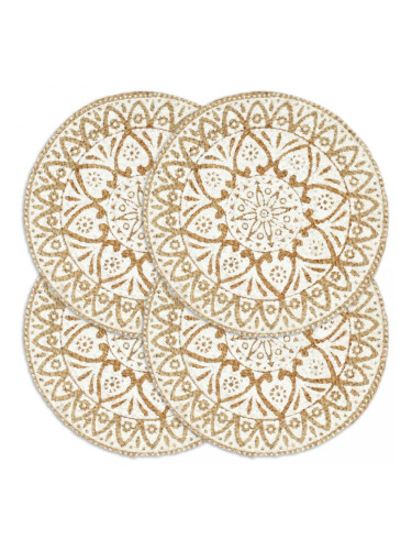 Sonata Подложки за хранене, 4 бр, бели, 38 см, кръгли, юта