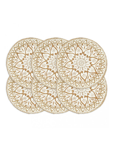 Sonata Подложки за хранене, 6 бр, бели, 38 см, кръгли, юта