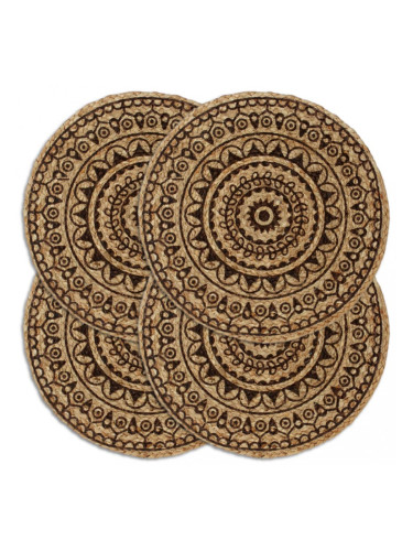 Sonata Подложки за хранене, 4 бр, тъмнокафяви, 38 см, кръгли, юта