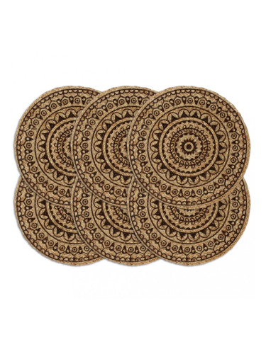 Sonata Подложки за хранене, 6 бр, тъмнокафяви, 38 см, кръгли, юта