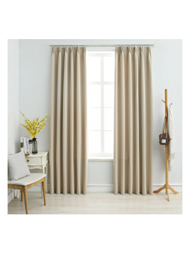 Sonata Затъмняващи завеси с куки, 2 бр, бежови, 140x175 см