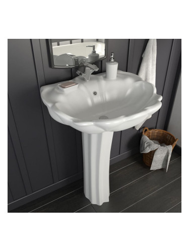 Sonata Свободностояща мивка с пиедестал керамична бяла 580x510x200 мм