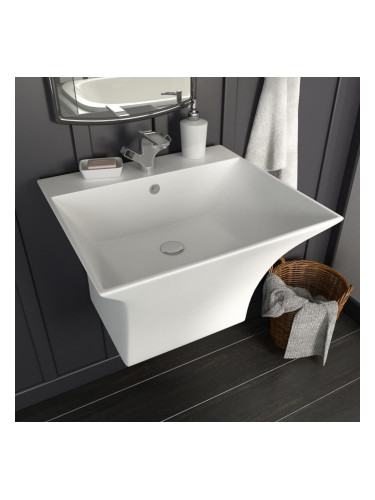 Sonata Керамична мивка със стенен монтаж, бяла, 500x450x410 мм