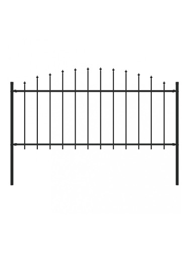 Sonata Градинска ограда с връх пика, стомана, (0,5-0,75)x1,7 м, черна