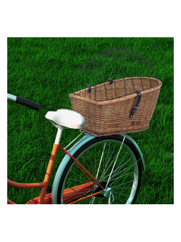 Sonata Задна кошница за колело с капак, 55x31x36 см, естествена върба