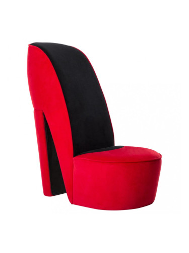 Sonata Стол във форма на обувка на висок ток, червен, кадифе