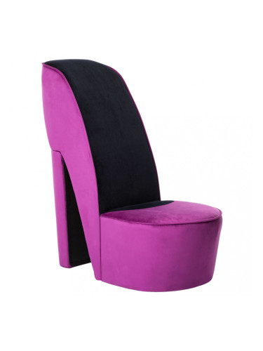 Sonata Стол във форма на обувка на висок ток, лилав, кадифе