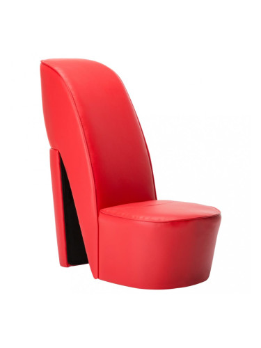 Sonata Стол във форма на обувка на висок ток, червен, изкуствена кожа