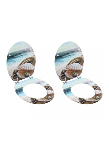 Sonata Тоалетни седалки с нормално затваряне, 2 бр, МДФ, морски дизайн