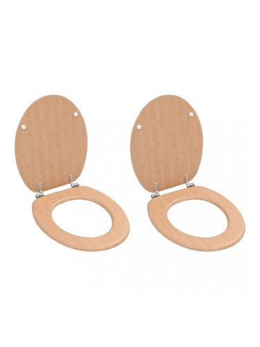 Sonata Тоалетни седалки с нормално затваряне, 2 бр, МДФ, дизайн бамбук