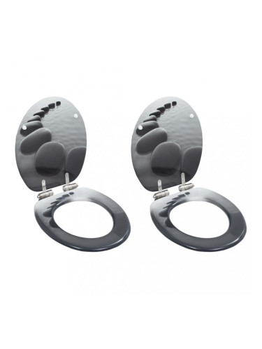 Sonata Тоалетни седалки с плавно затваряне, 2 бр, МДФ, дизайн камъни