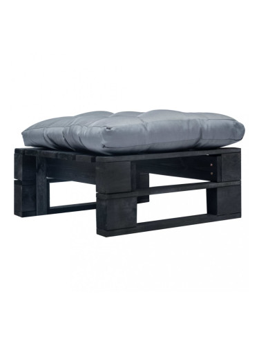 Sonata Градинска палетна табуретка, сива възглавница, черна, дърво