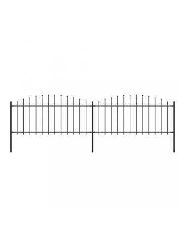 Sonata Градинска ограда с пики, стомана, (0,5-0,75)x3,4 м, черна