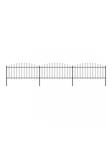 Sonata Градинска ограда с пики, стомана, (0,5-0,75)x5,1 м, черна