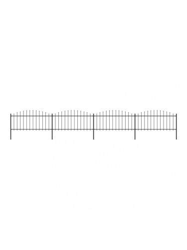 Sonata Градинска ограда с пики, стомана, (0,5-0,75)x6,8 м, черна