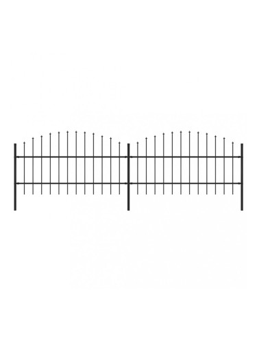 Sonata Градинска ограда с пики, стомана, (0,75-1)x3,4 м, черна