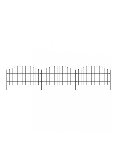 Sonata Градинска ограда с пики, стомана, (0,75-1)x5,1 м, черна