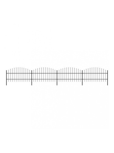 Sonata Градинска ограда с пики, стомана, (0,75-1)x6,8 м, черна