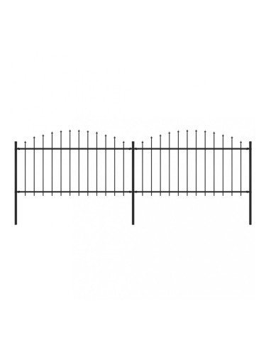 Sonata Градинска ограда с пики, стомана, (1,25-1,5)x3,4 м, черна