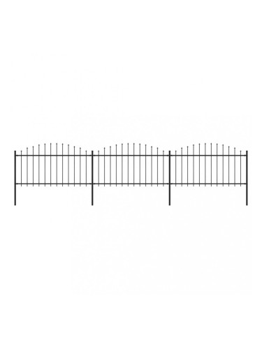 Sonata Градинска ограда с пики, стомана, (1,25-1,5)x5,1 м, черна