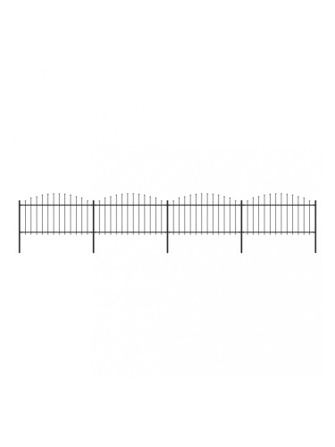 Sonata Градинска ограда с пики, стомана, (1,25-1,5)x6,8 м, черна