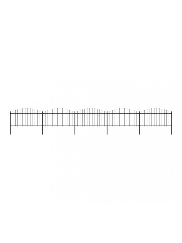 Sonata Градинска ограда с пики, стомана, (1,25-1,5)x8,5 м, черна