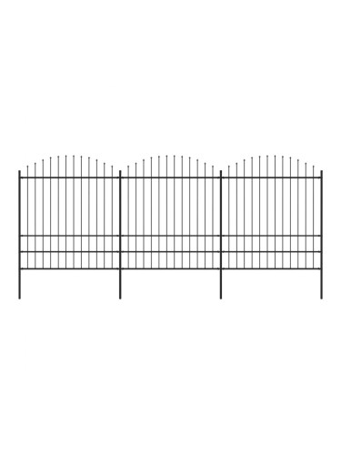 Sonata Градинска ограда с пики, стомана, (1,75-2)x5,1 м, черна