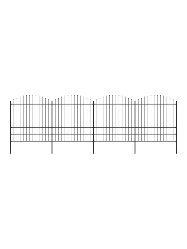 Sonata Градинска ограда с пики, стомана, (1,75-2)x6,8 м, черна