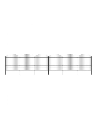 Sonata Градинска ограда с пики, стомана, (1,75-2)x10,2 м, черна