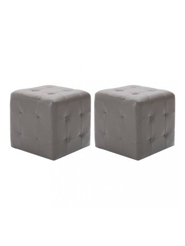 Sonata Пуфове, 2 бр, сиви, 30x30x30 см, изкуствена кожа