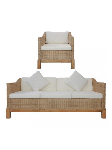 Sonata Комплект дивани с възглавници, 2 части, естествен ратан