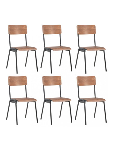 Sonata Трапезни столове, 6 бр, кафяви, шперплат