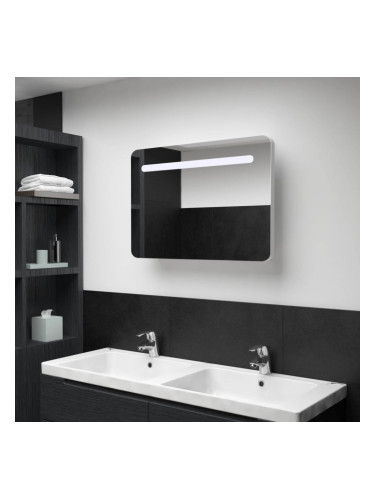 Sonata LED шкаф с огледало за баня, 80x11x55 см