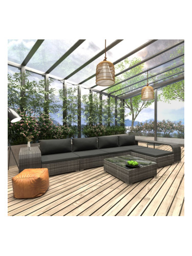 Sonata Градински комплект с възглавници, 8 части, полиратан, сив