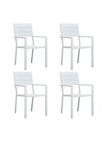 Sonata Градински столове, 4 бр, бели, HDPE, имитация на дърво