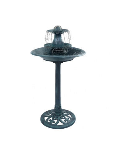 Sonata Баня за птици с фонтан, зелена, 50х91 см, пластмаса