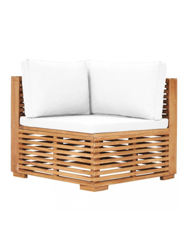 Sonata Градински ъглов диван с кремава възглавница тик масив