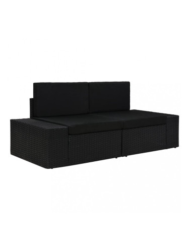 Sonata Двуместен модулен диван, полиратан, черен