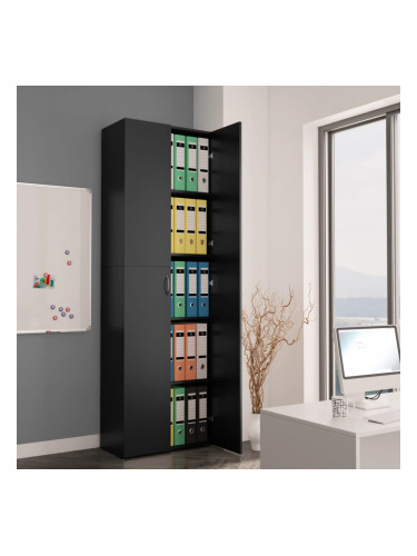 Sonata Офис шкаф, черен, 60x32x190 см, ПДЧ